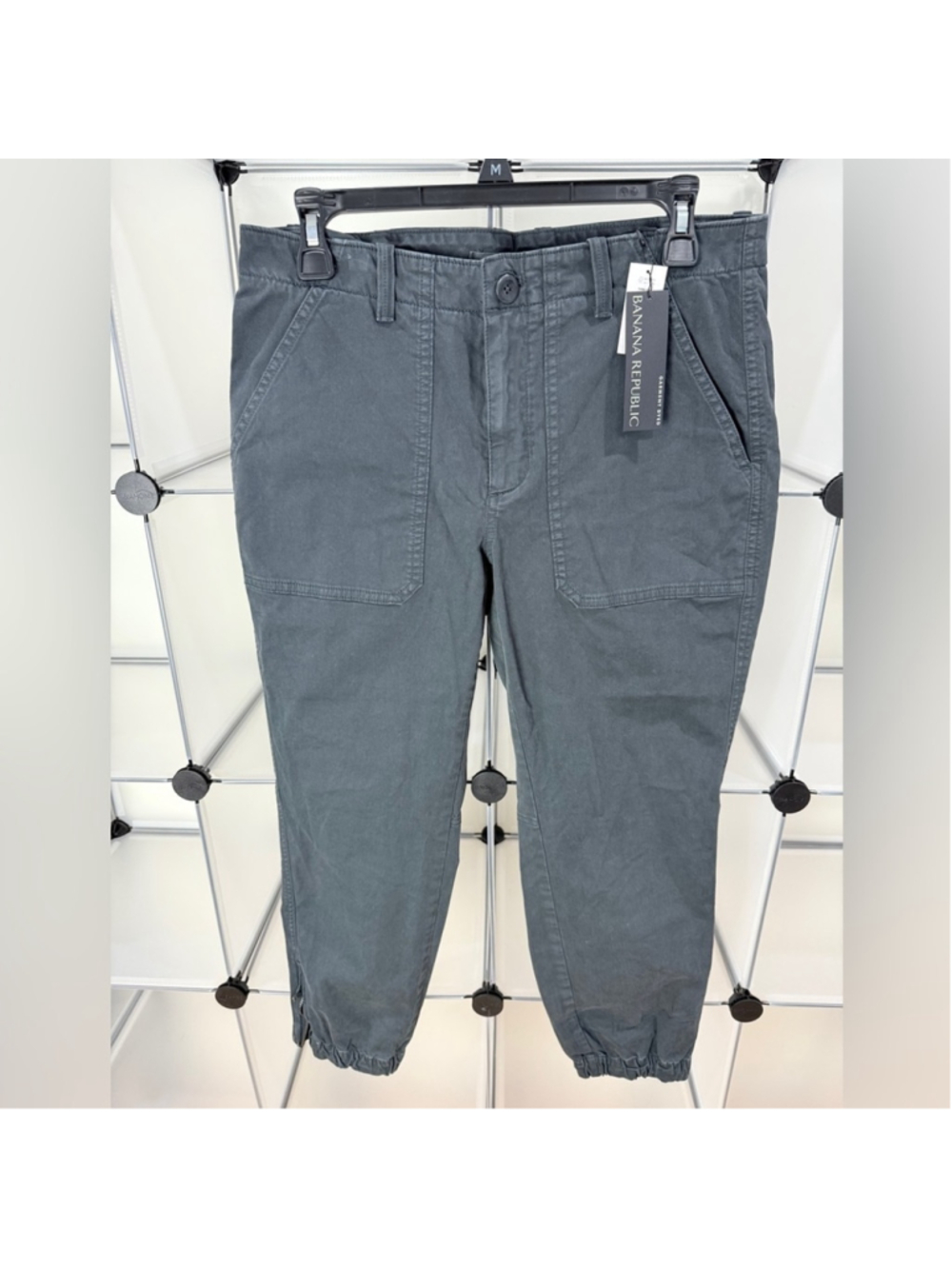 Banana Republic Gray Cotton Blend Chino Jogger Pants Size 8 New - Picture 2 of 9